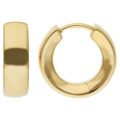 18ct Yellow Gold Solid 1.3cm Hinged Hoop Earrings