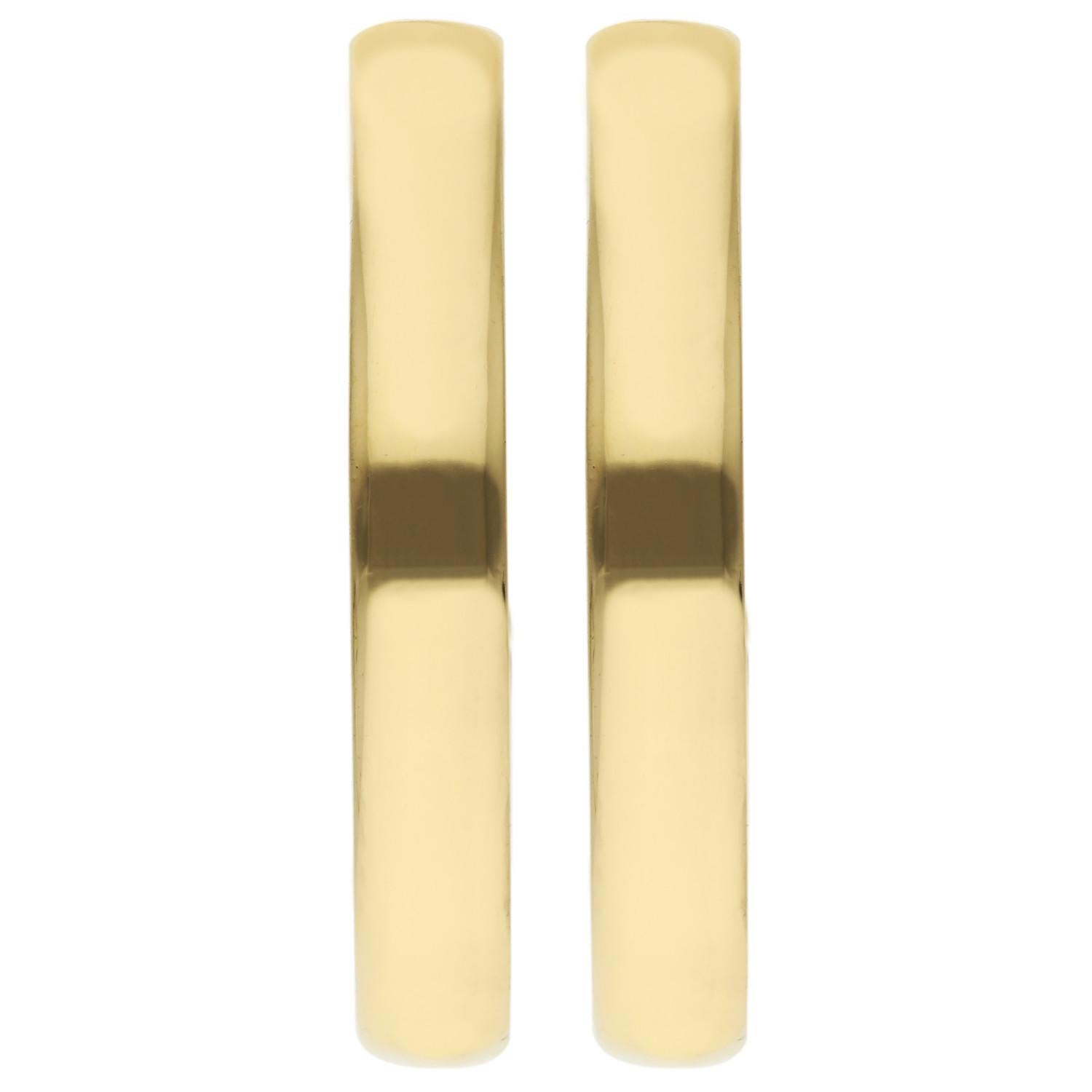 18ct Yellow Gold Solid 2.7cm Hinged Hoop Earrings In Good Condition For Sale In Birmingham, GB