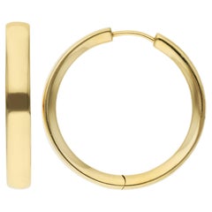 18ct Yellow Gold Solid 2.7cm Hinged Hoop Earrings