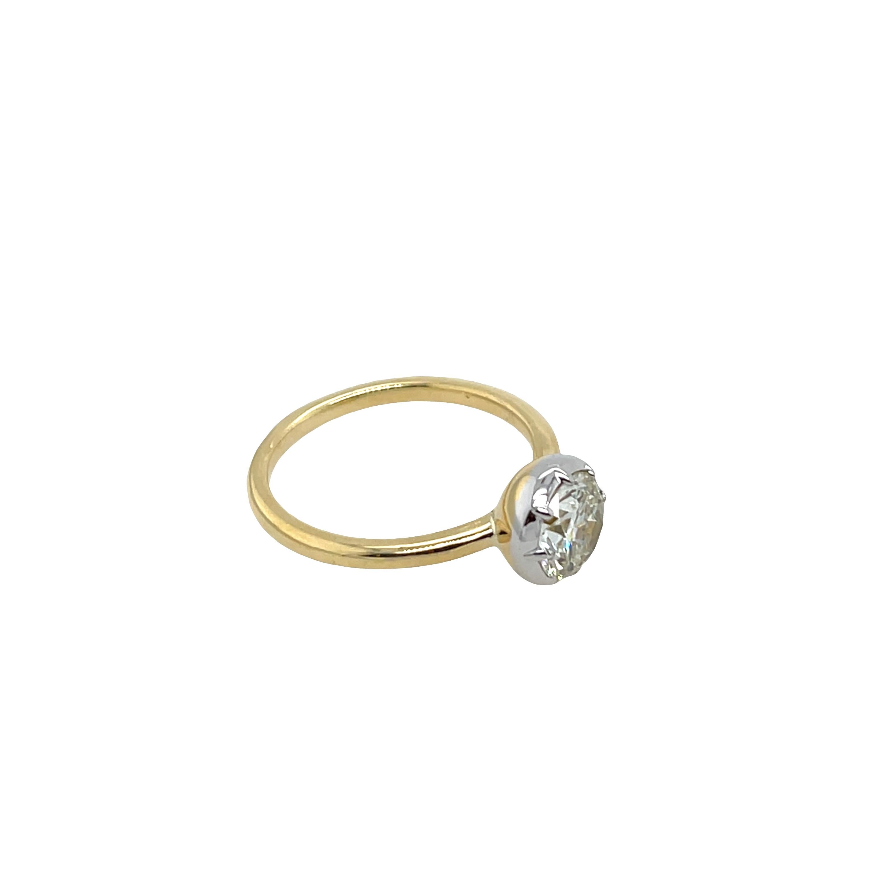 Donna Anello solitario in oro giallo 18 ct con diamante naturale da 1,16 ct K/VS1 in vendita