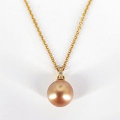 18ct Yellow Gold South Sea Pearl & Diamond Anchor Link Necklace