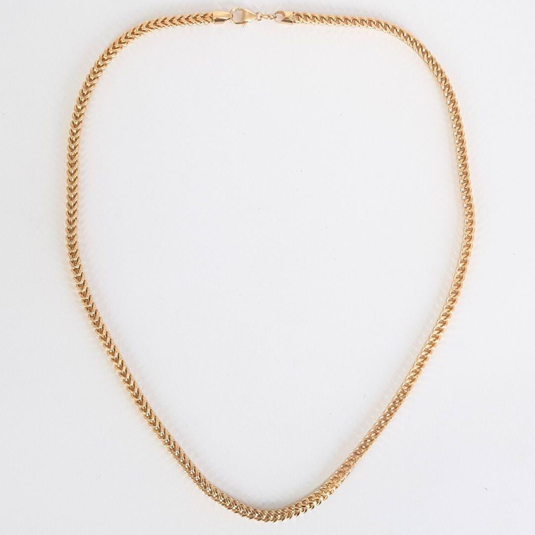 18ct Yellow Gold Square Wheat Link Chain For Sale