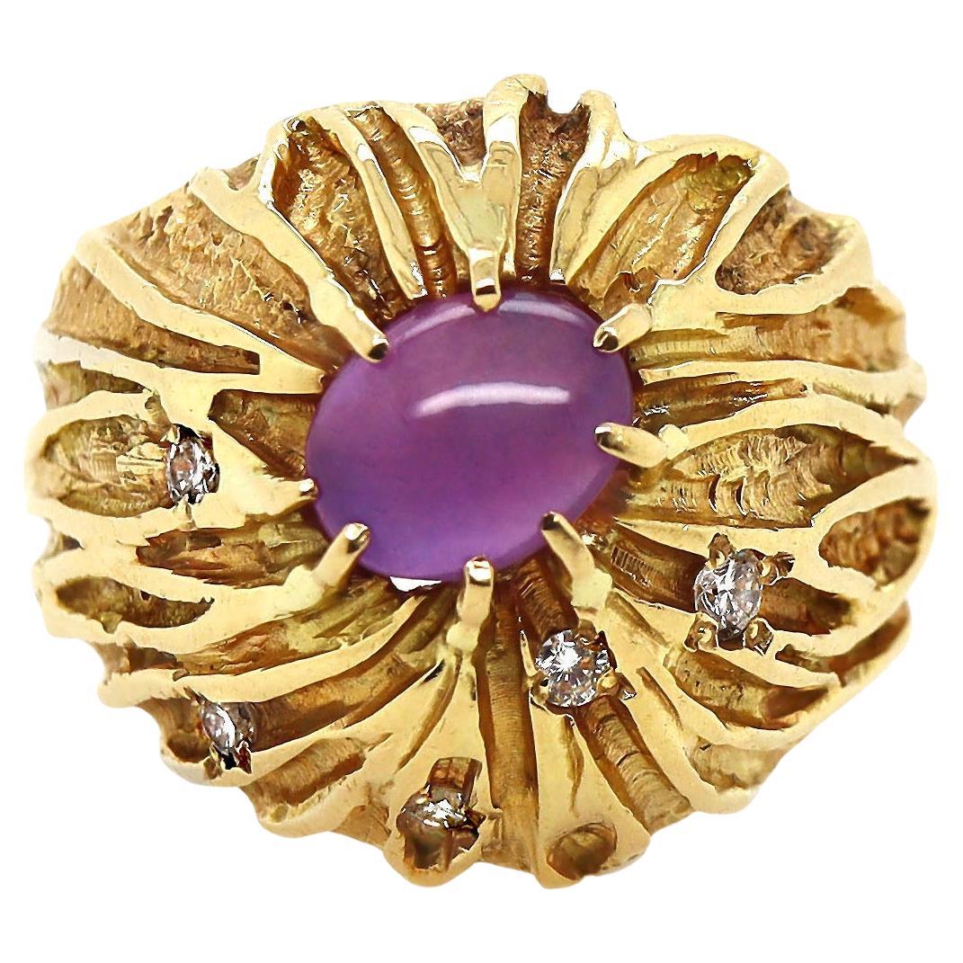 18CT Yellow Gold Star Ruby And Diamond Cocktail Ring