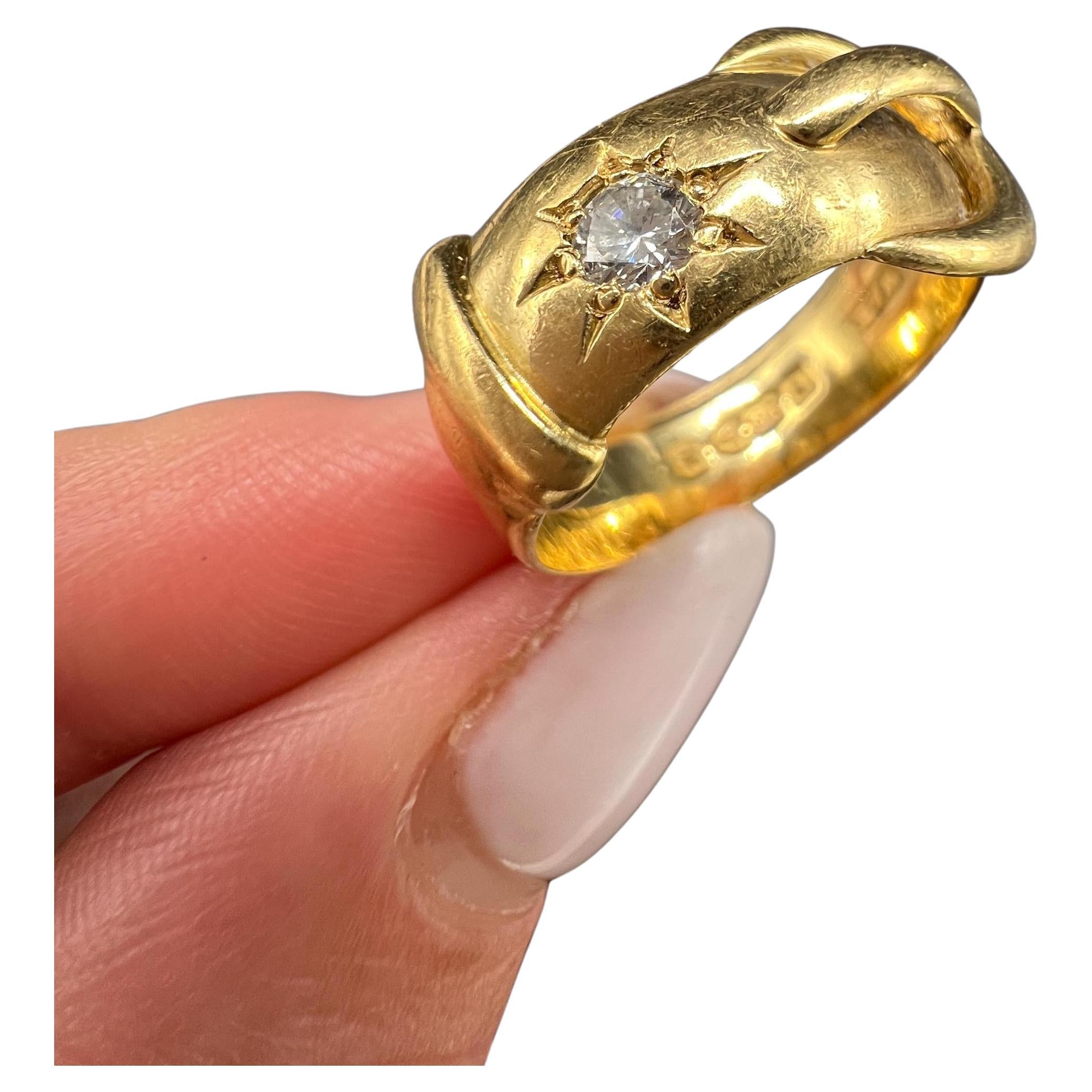 Boucle de ceinture en or jaune 18 carats, sertie de diamants en étoile, poinçonnée Chester 1917