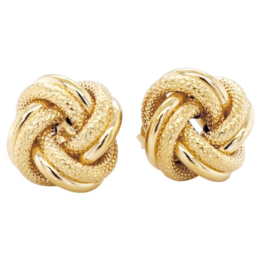 18ct Yellow Gold Textured Vintage Love Knot Stud Earrings