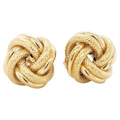 Pendientes de oro amarillo de 18 ct nudo de amor vintage con textura