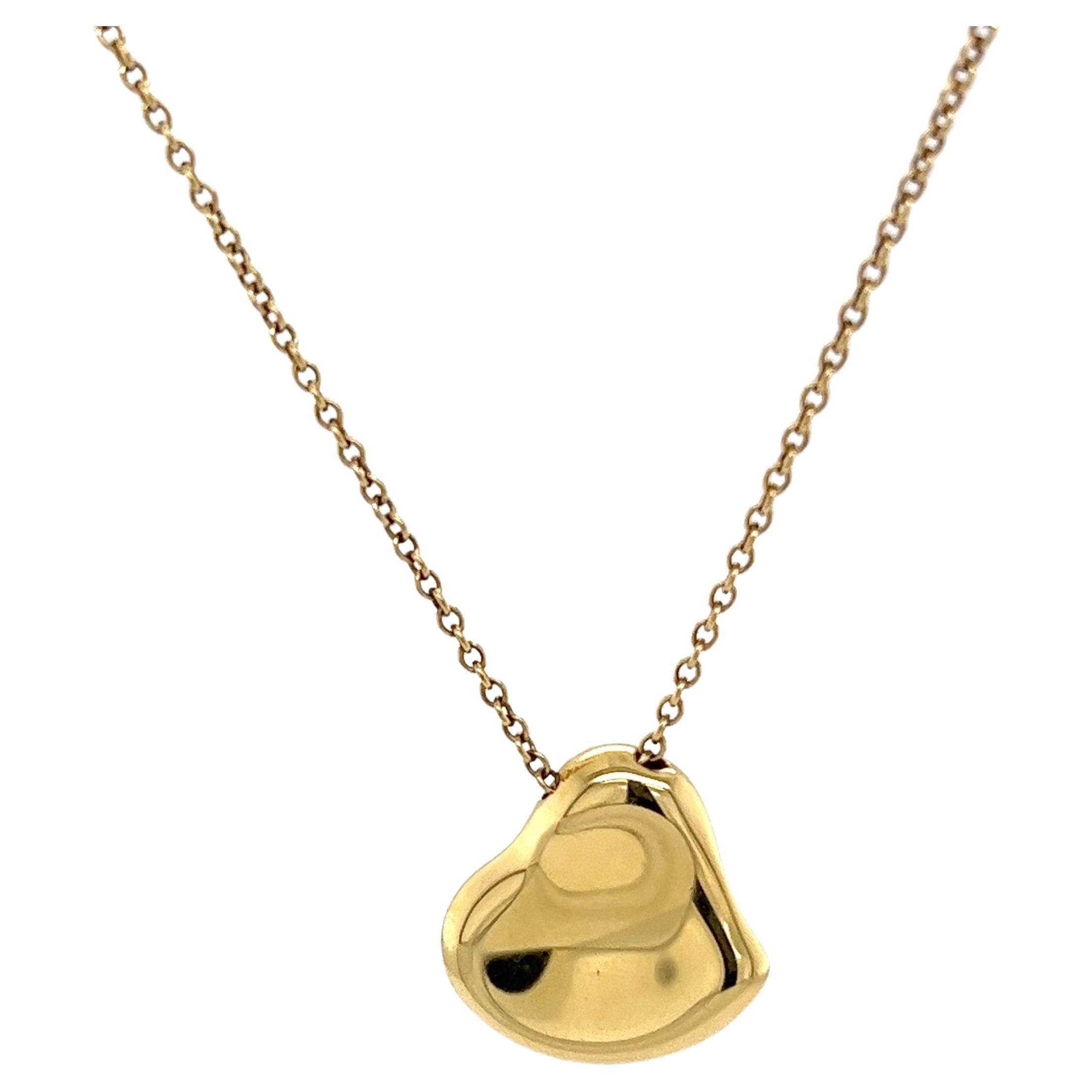 18ct Yellow Gold Tiffany & Co Elsa Peretti Heart Necklace