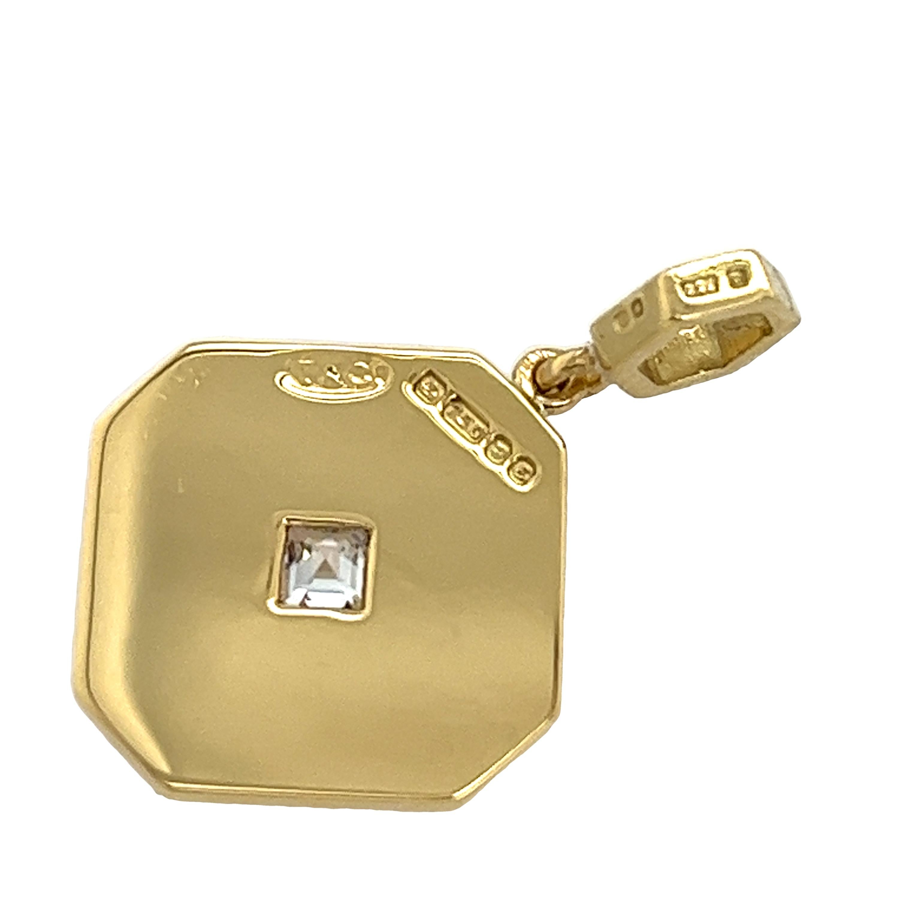 Square Cut 18ct Yellow Gold Tiffany & Co Pendant Set With 0.15ct Natural Diamond For Sale