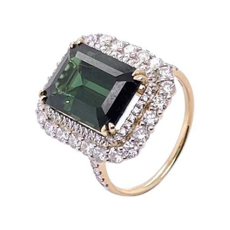 18CT Gelbgold Turmalin- und Diamantring 'GFCO GEM LAB CERTIFICIATE' im Angebot 8