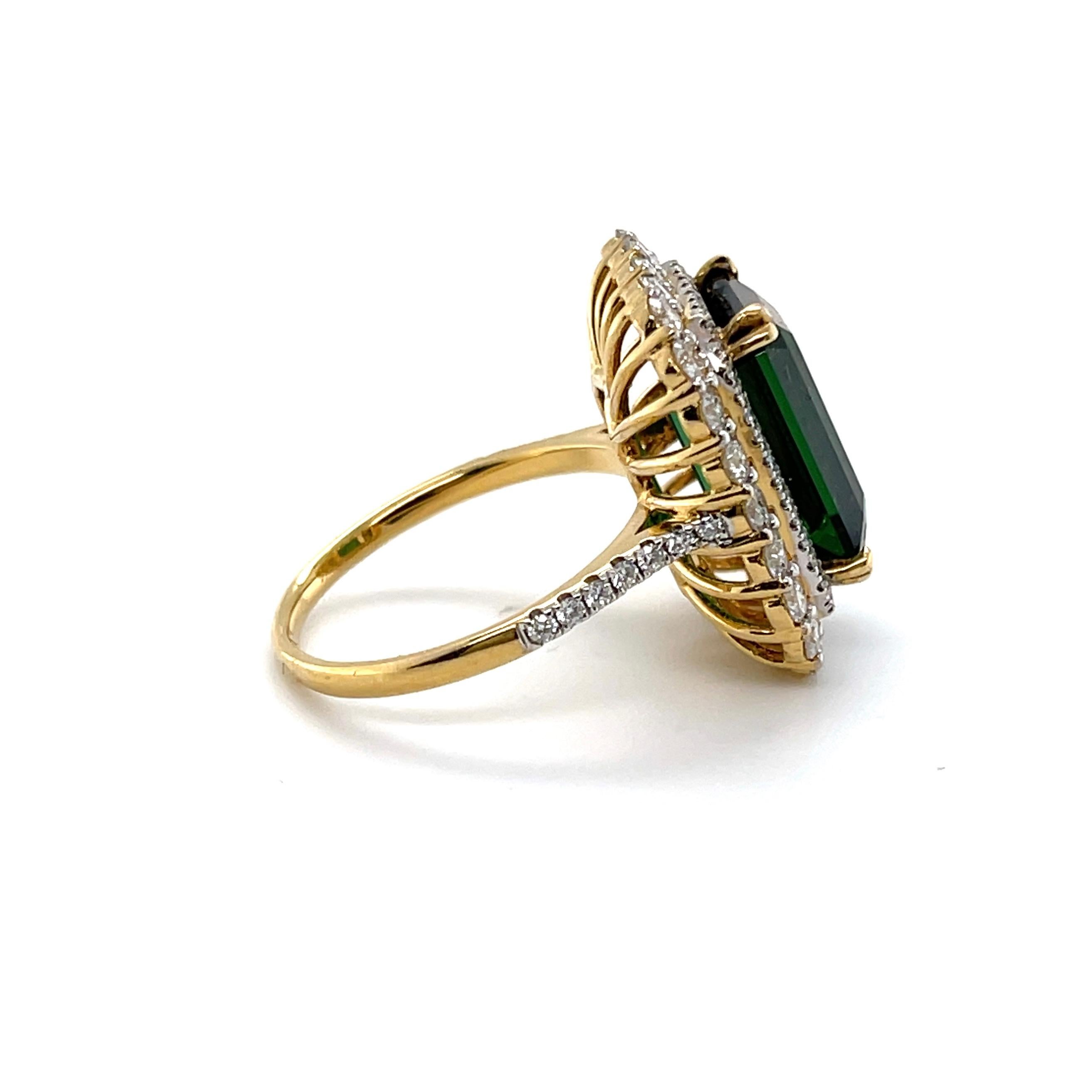 18CT Gelbgold Turmalin- und Diamantring 'GFCO GEM LAB CERTIFICIATE' im Zustand „Neu“ im Angebot in Sydney, NSW