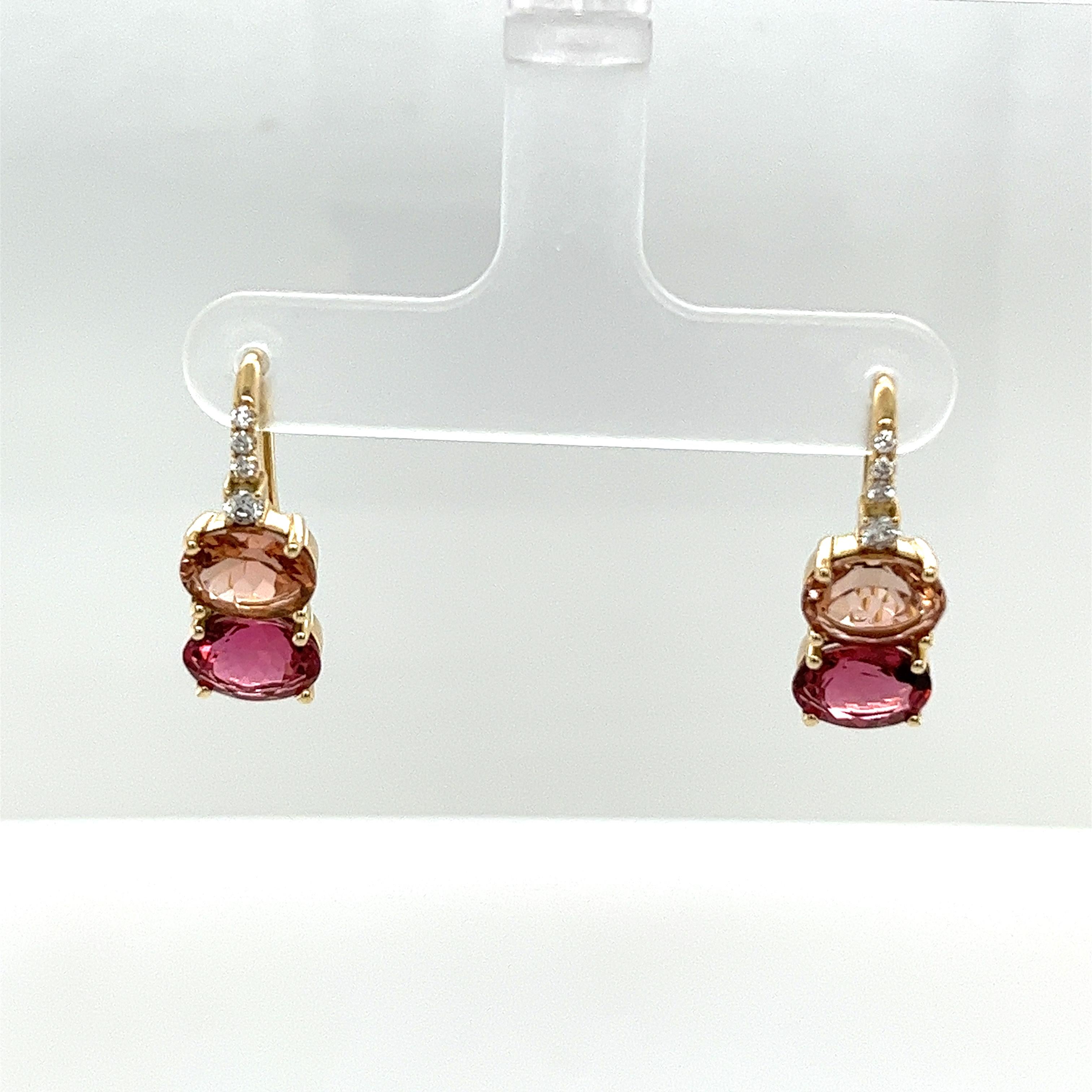 18ct Gelbgold Turmalin und Diamanten Tropfenohrringe im Angebot 5