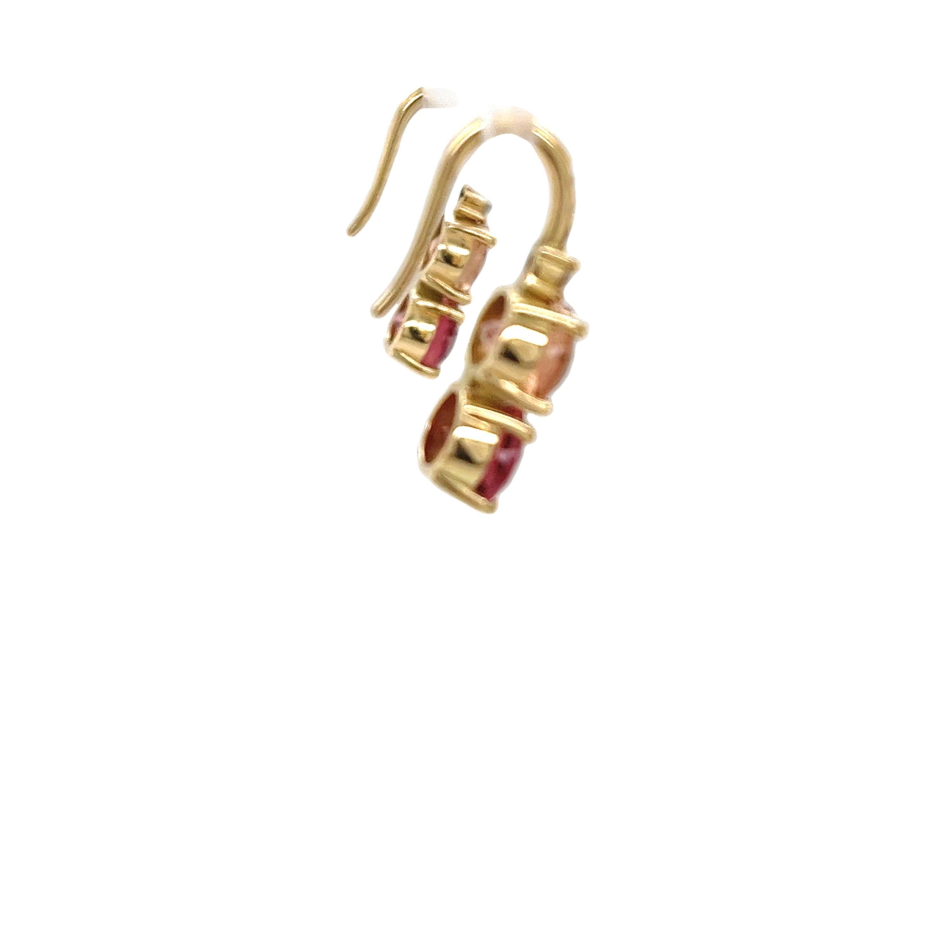 18ct Gelbgold Turmalin und Diamanten Tropfenohrringe (Ovalschliff) im Angebot