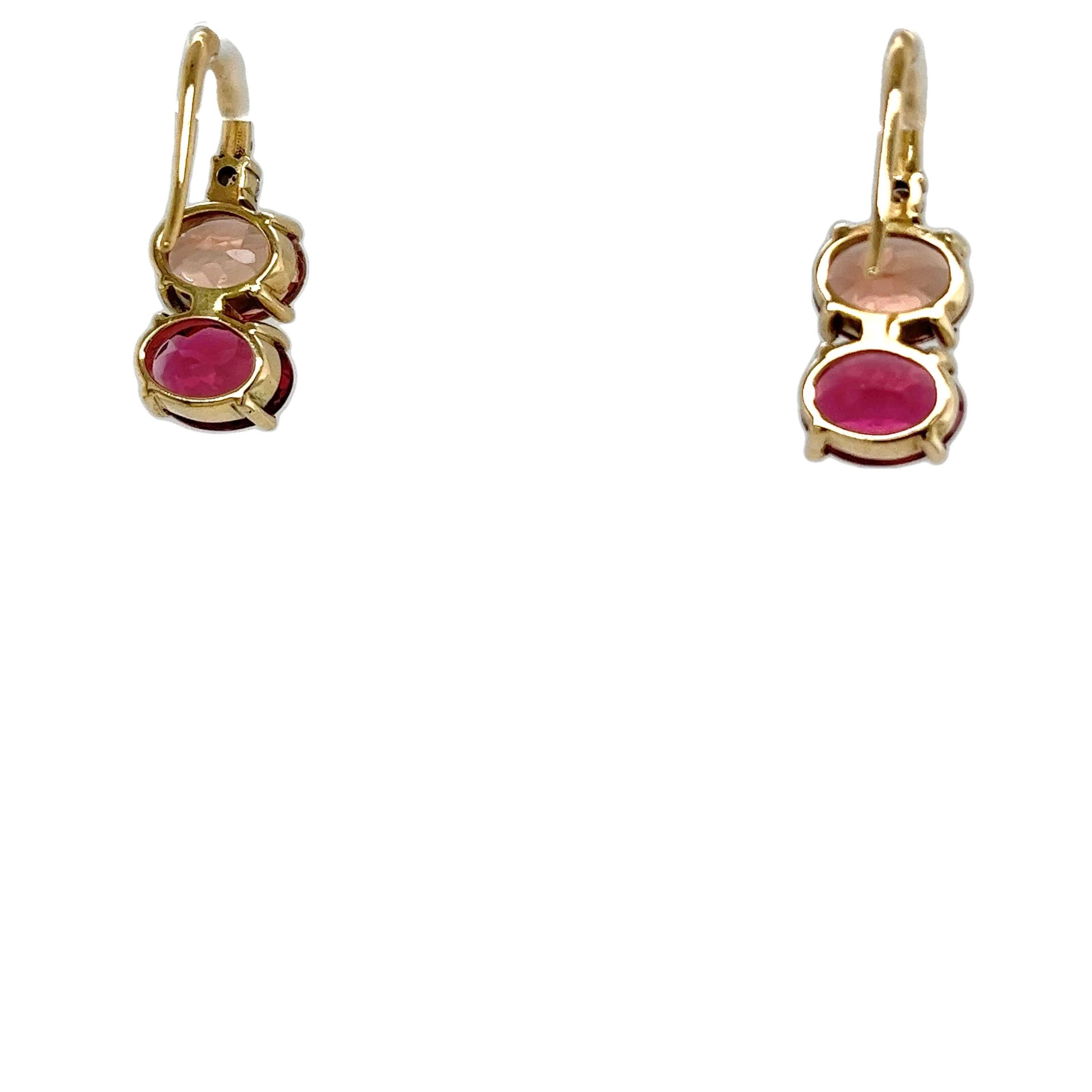 18ct Gelbgold Turmalin und Diamanten Tropfenohrringe im Angebot 3