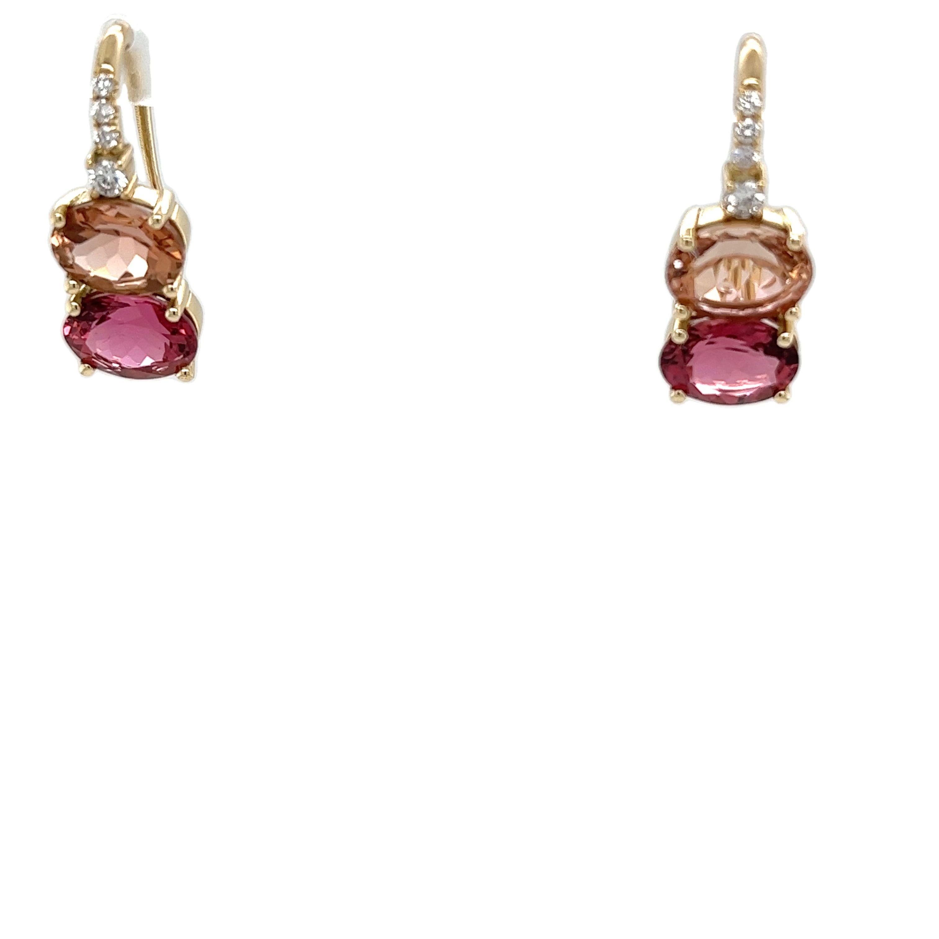 18ct Gelbgold Turmalin und Diamanten Tropfenohrringe im Angebot 4