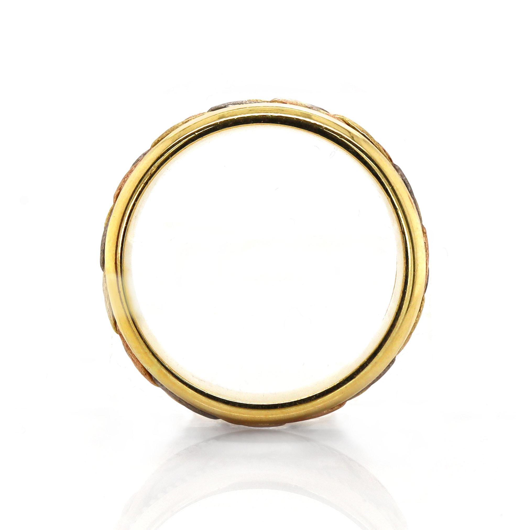 18CT Yellow Gold Tri Color Gents Knot Ring In Good Condition For Sale In Sydney, NSW