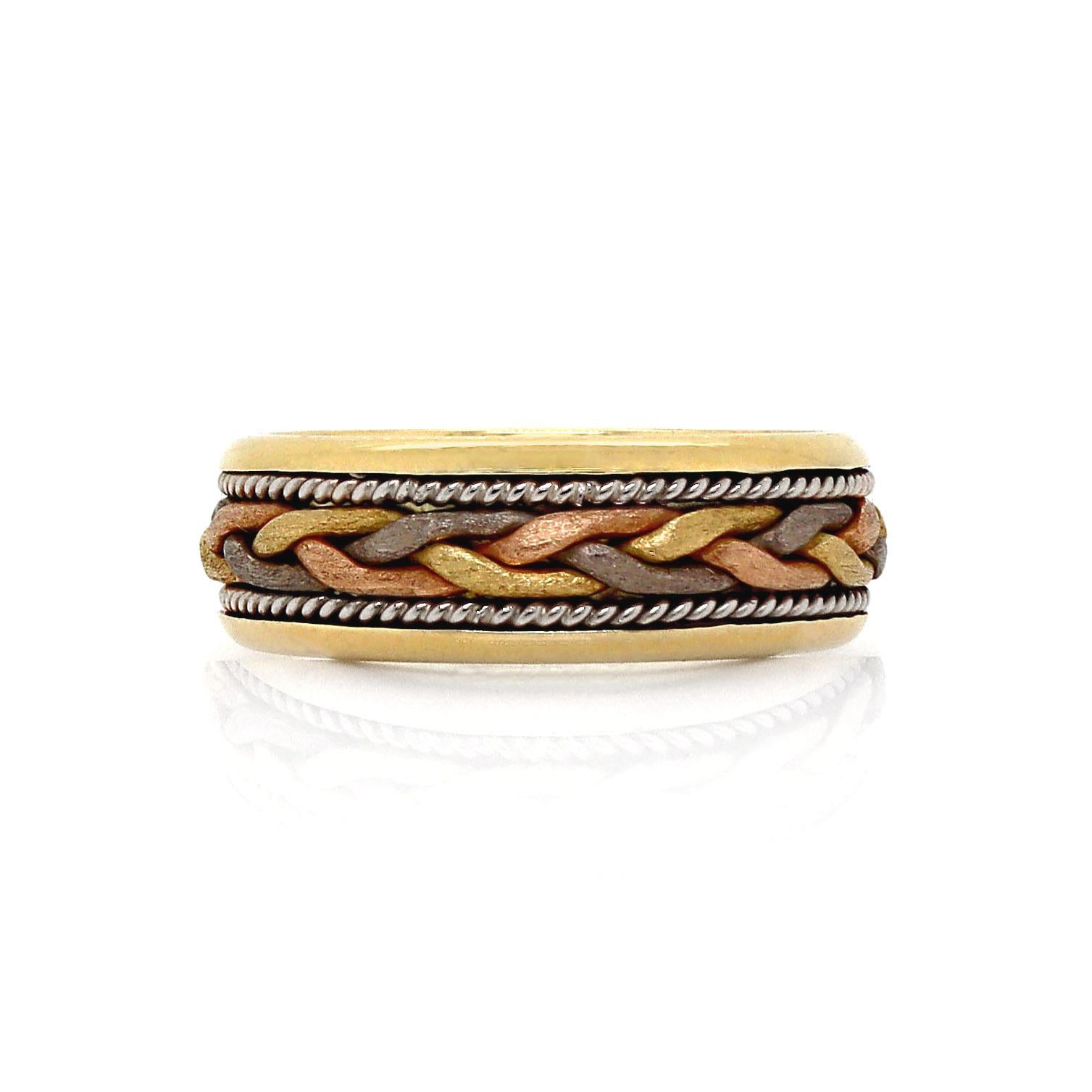 Men's 18CT Yellow Gold Tri Color Gents Knot Ring For Sale