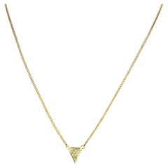 Collana con ciondolo a triangolo in oro giallo 18 ct - Diamante naturale 0,50 ct, 17".