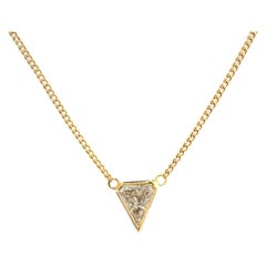 18ct Yellow Gold Triangle Diamond Pendant Necklace – 0.50ct Natural Diamond, 17"