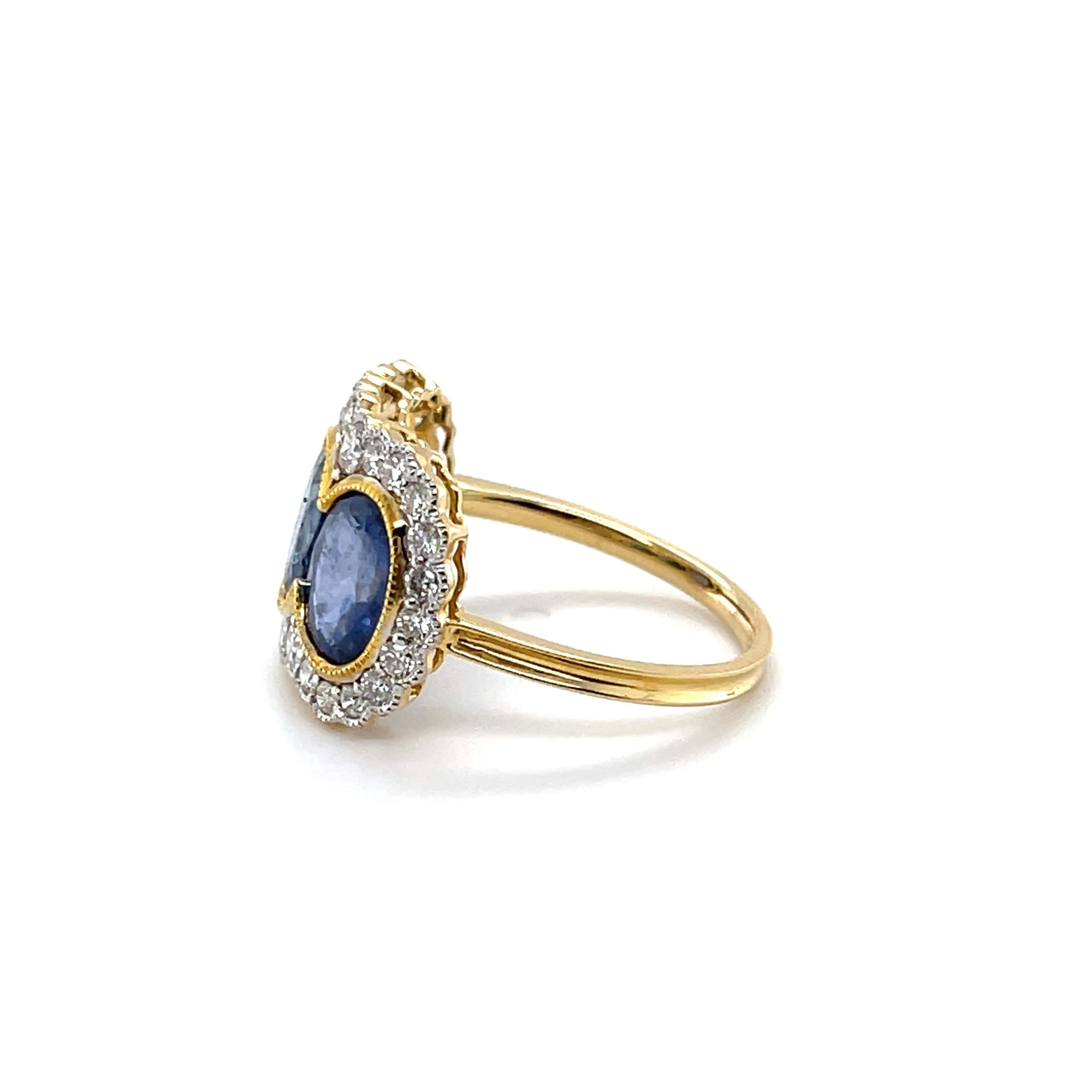 For Sale:  18ct Yellow Gold Trilogy Blue Sapphire and Diamond Ring 2