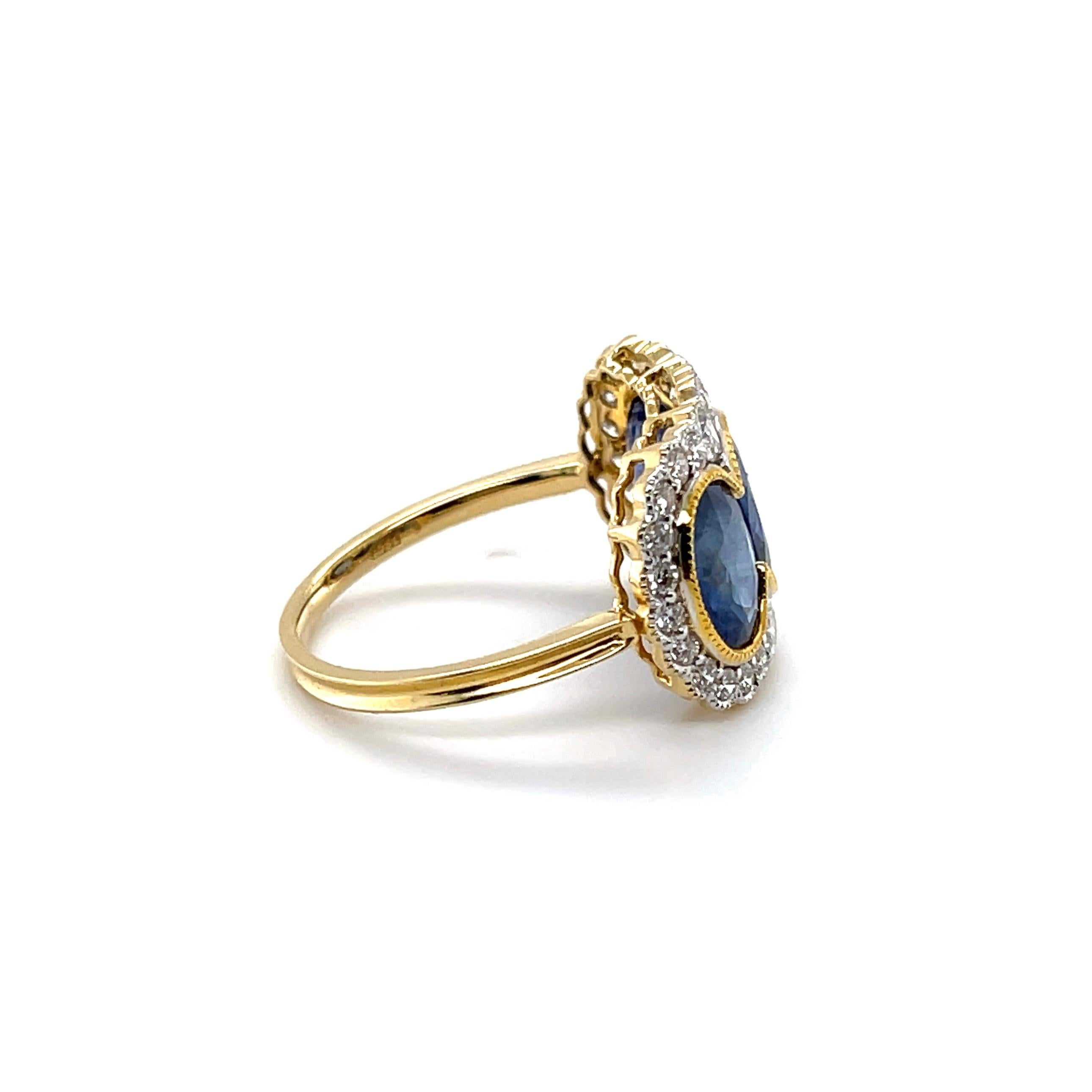 For Sale:  18ct Yellow Gold Trilogy Blue Sapphire and Diamond Ring 3