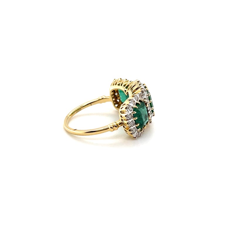 Customizable 18ct Yellow Gold Trilogy Emerald and Diamond Ring For Sale ...