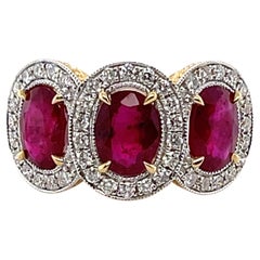 18ct Yellow Gold Trilogy Ruby and Diamond Ring