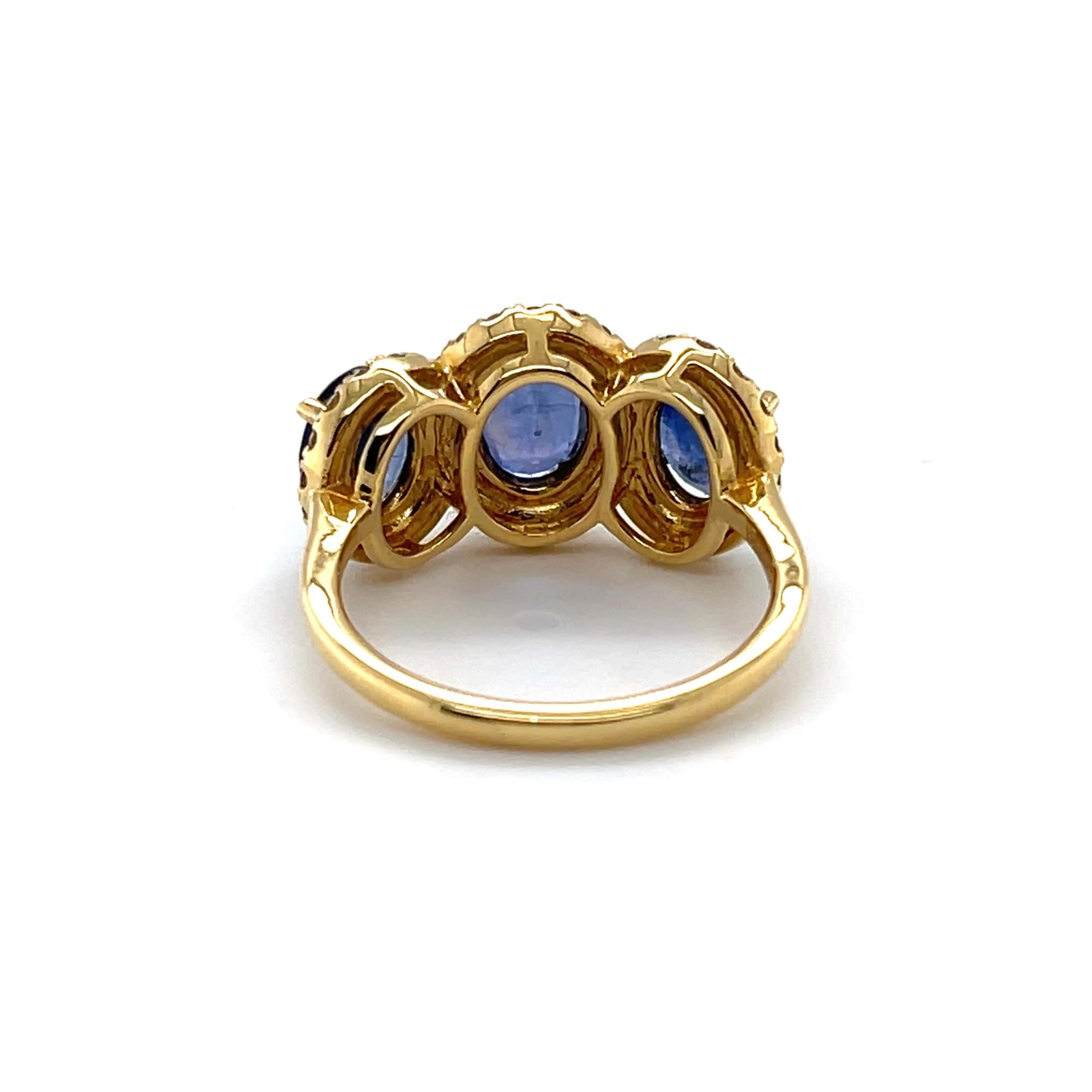 For Sale:  18ct Yellow Gold Trilogy Sapphire and Diamond Ring 4