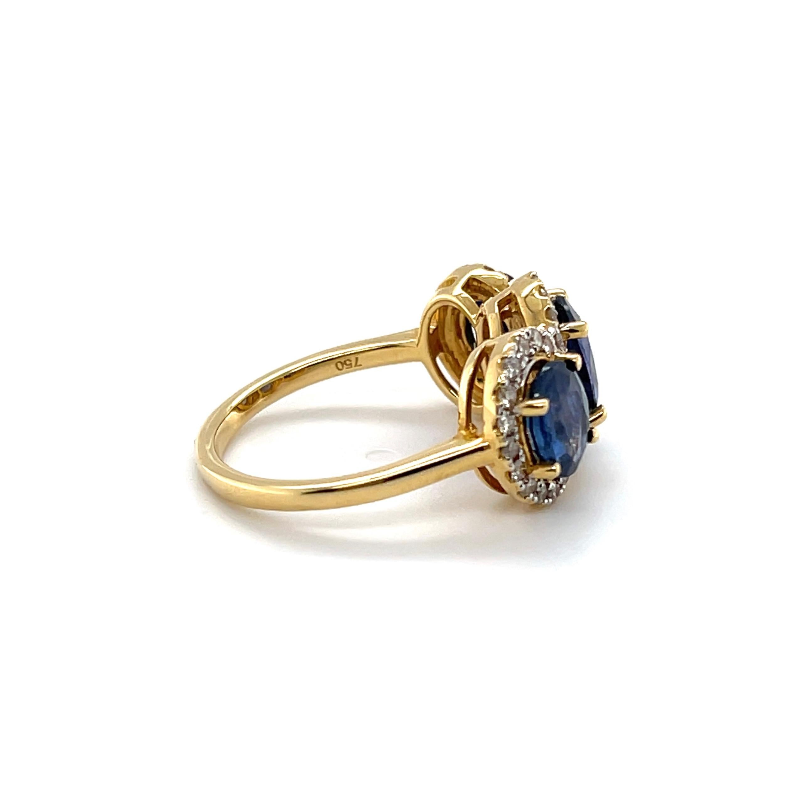 For Sale:  18ct Yellow Gold Trilogy Sapphire and Diamond Ring 5