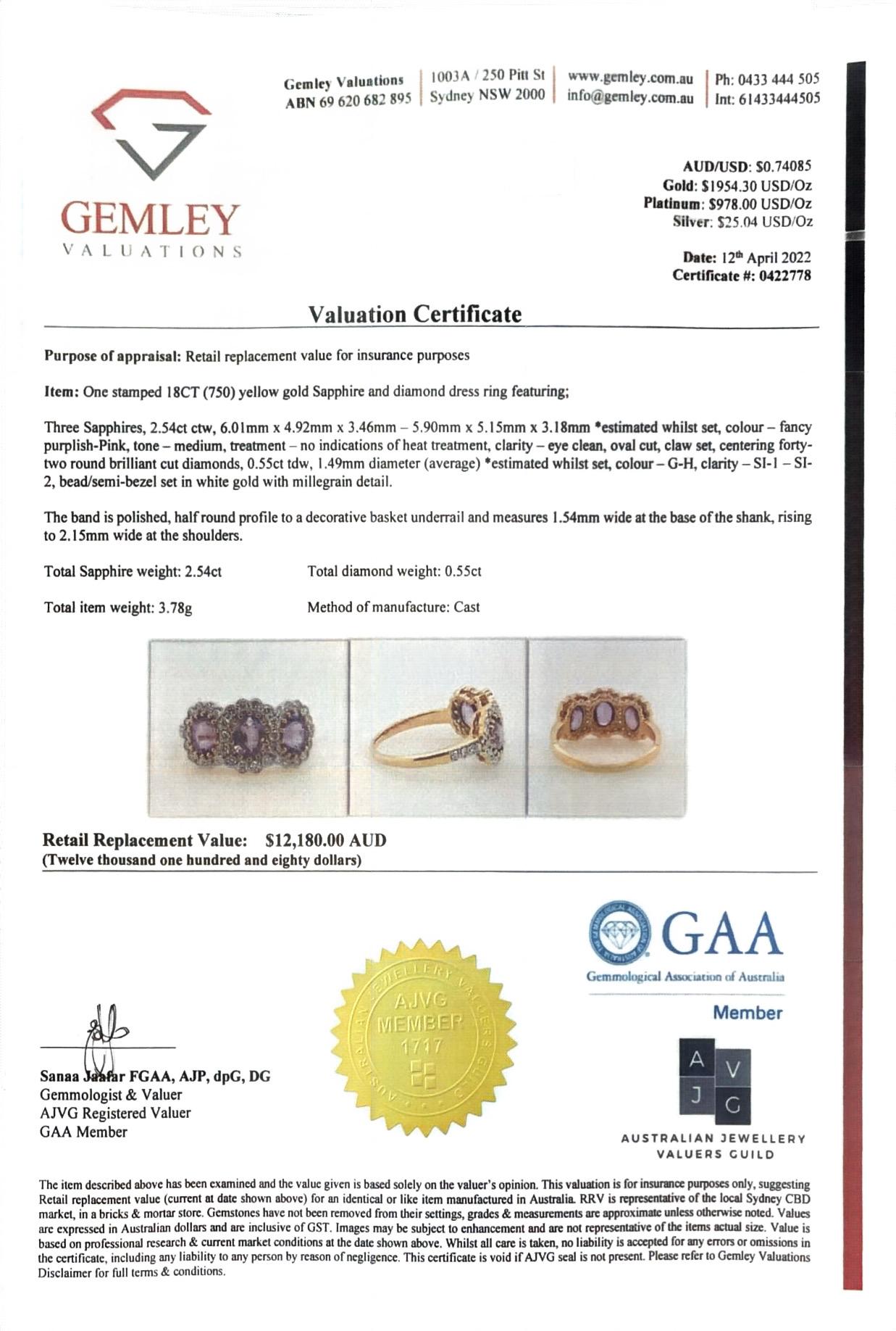 18 Karat Gelbgold Trilogy Saphir und Diamant-Ring im Zustand „Neu“ im Angebot in Sydney, NSW