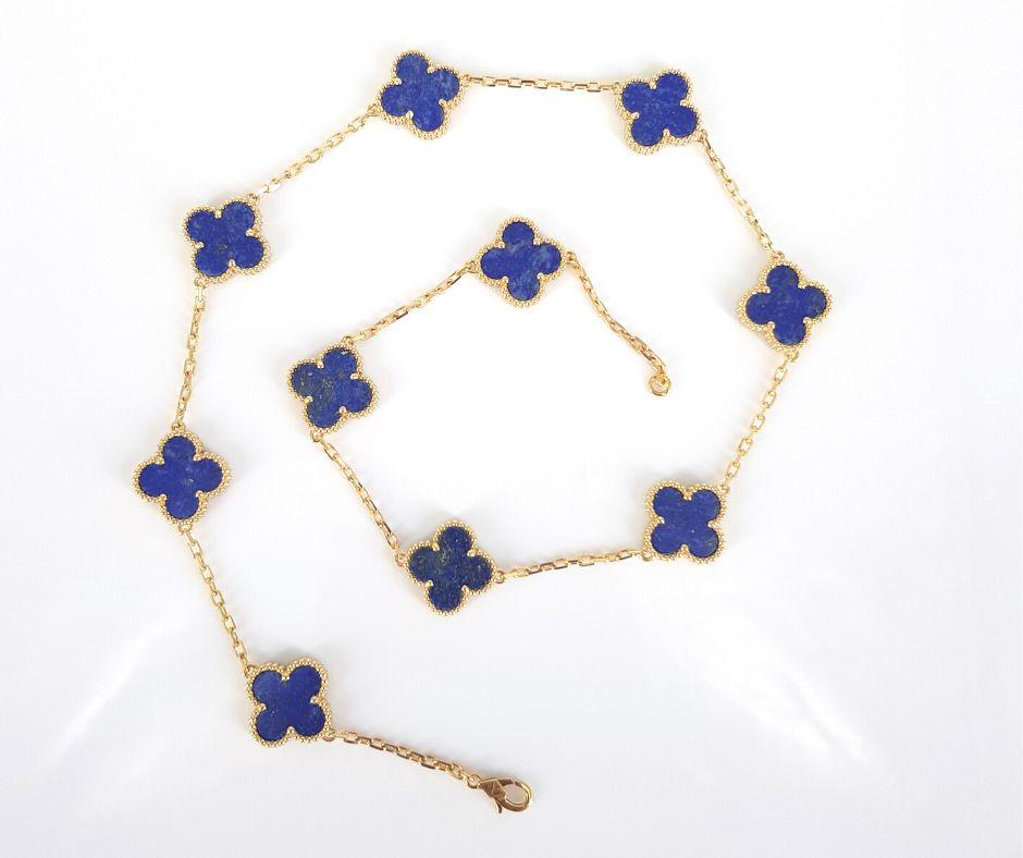 18CT Yellow Gold Van Cleef and Arpels Lapis Necklace In Excellent Condition In Cape Town, ZA