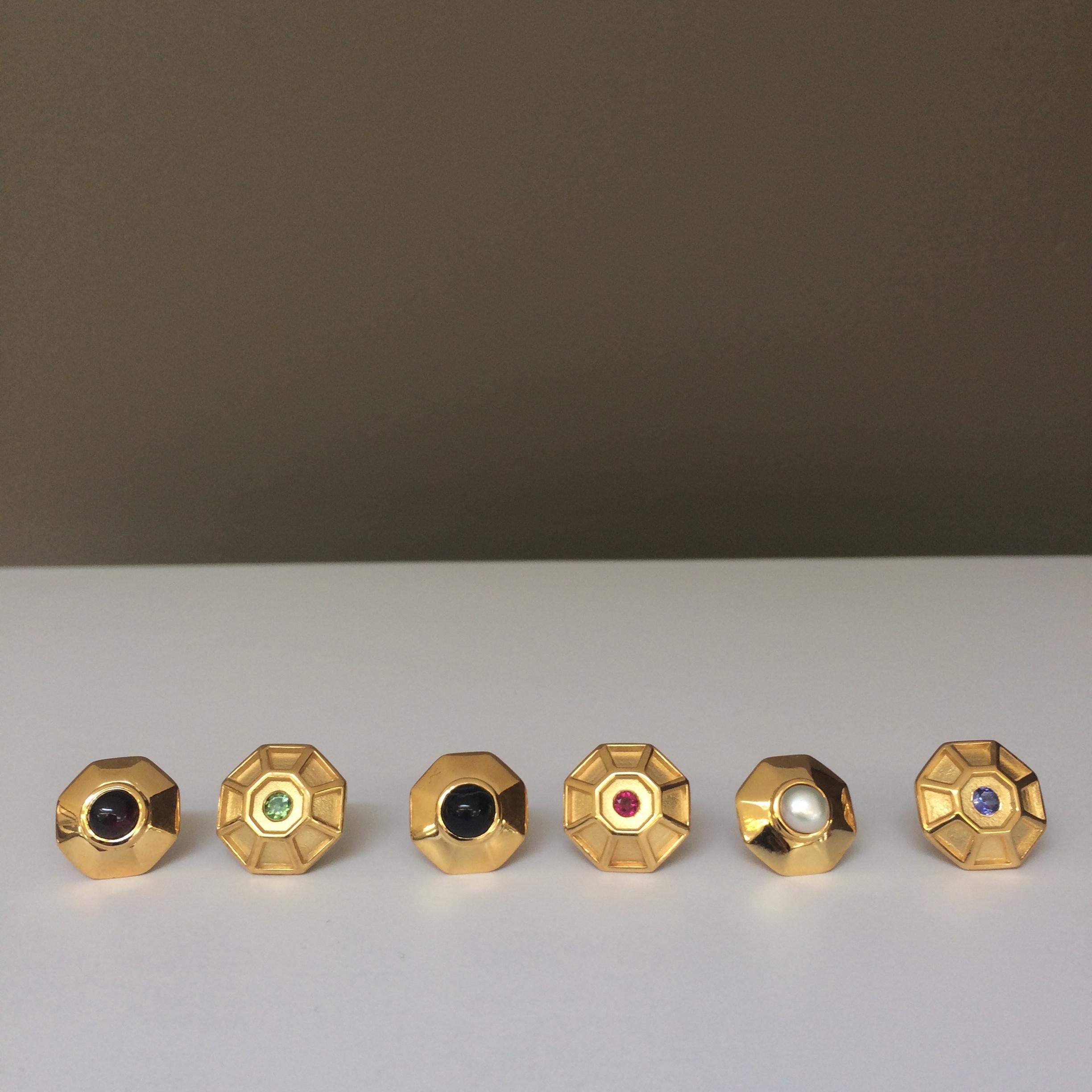 18 Carat Yellow Gold Vermeil and Diamond Birthstone Pendant For Sale 1