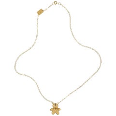 18 Carat Yellow Gold Vermeil and Diamond Gingerbread Man Necklace