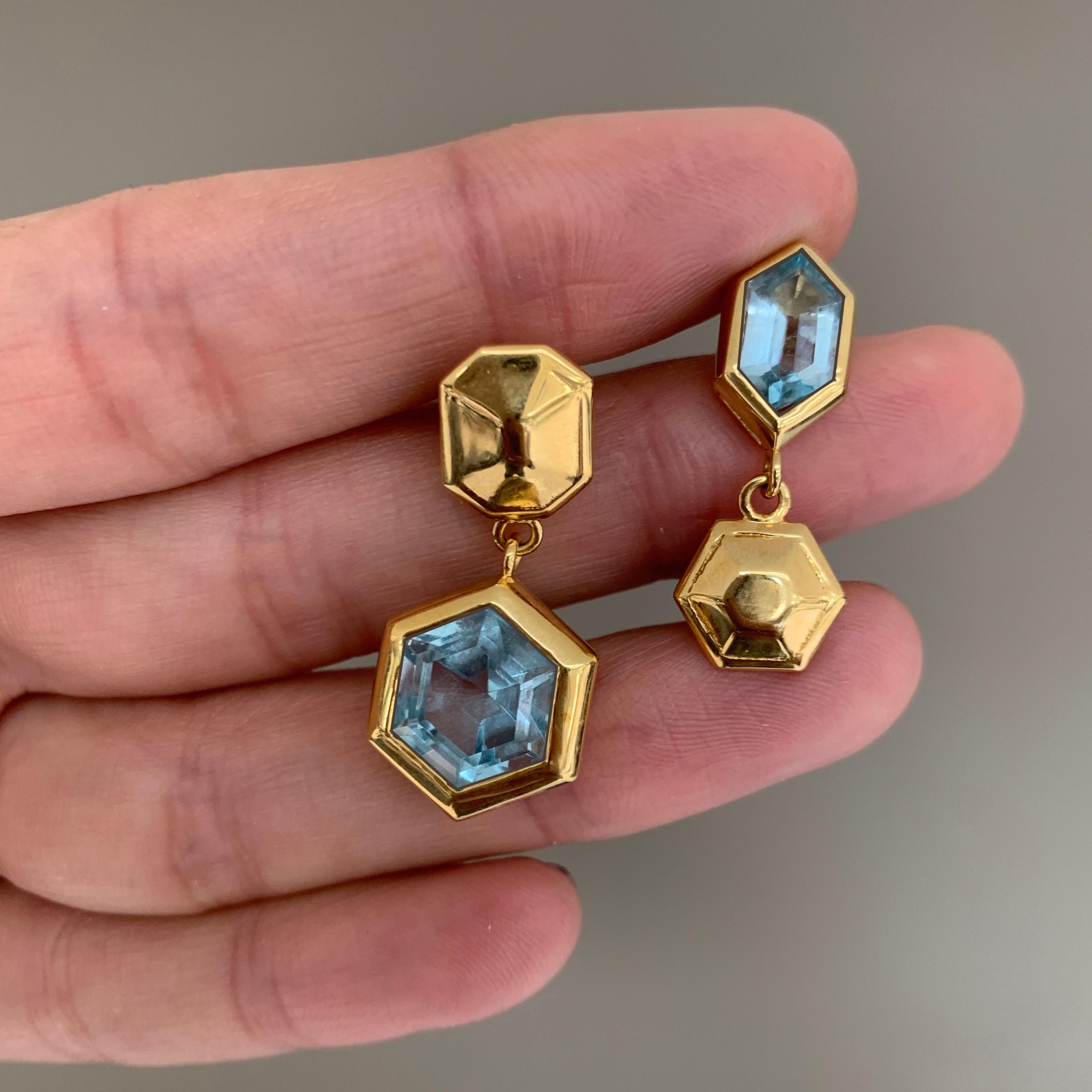 18ct Yellow Gold Vermeil and Topaz Earrings In New Condition For Sale In London, GB