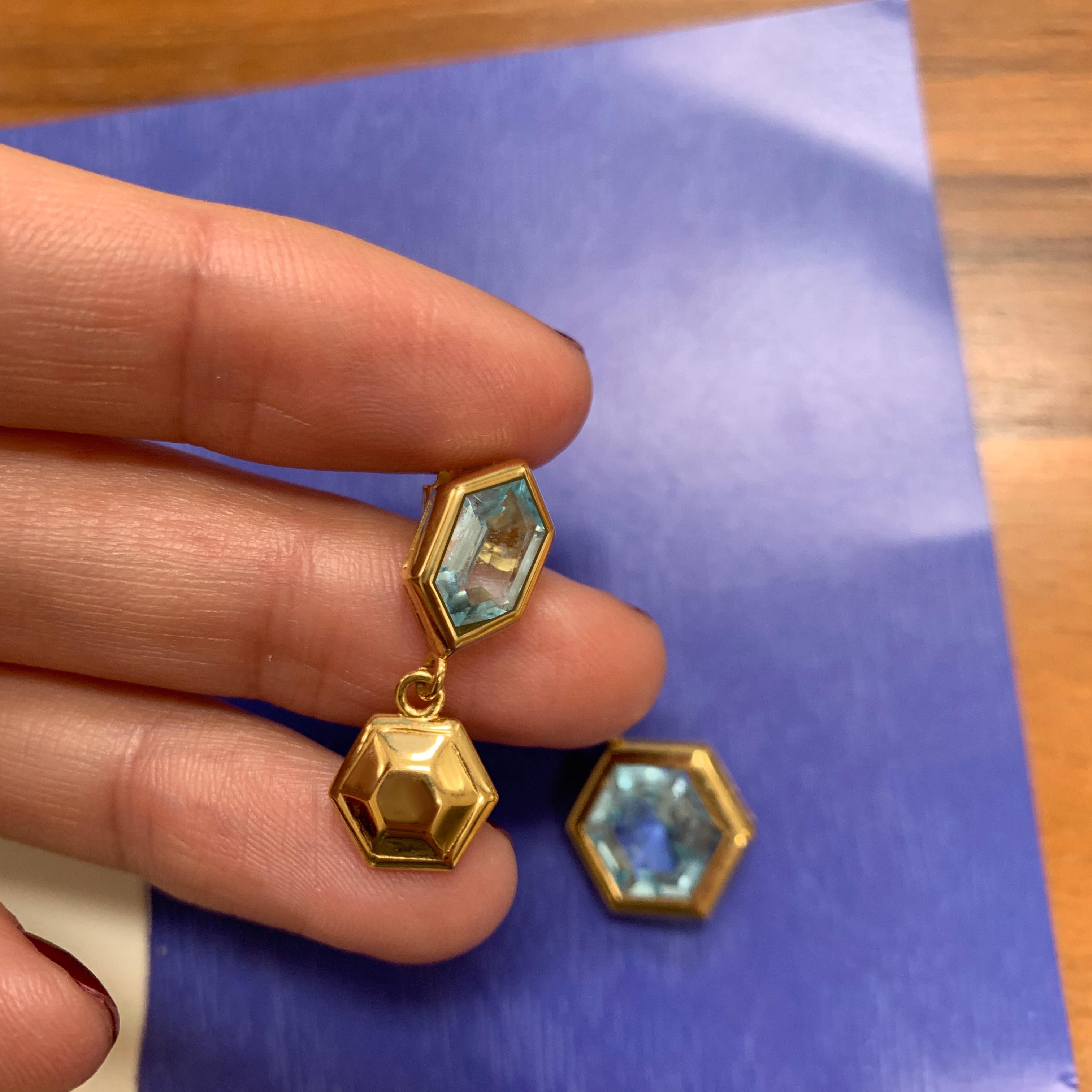 18ct Yellow Gold Vermeil and Topaz Earrings For Sale 3