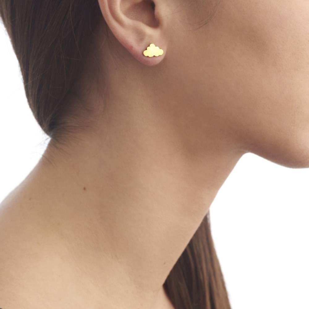 Contemporary 18 Carat Yellow Gold Vermeil Cloud Stud Earrings For Sale