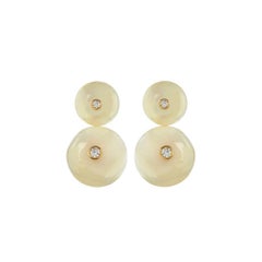 18 Carat Yellow Gold Vermeil, Diamond and Mother of Pearl Ear Jacket Earrings