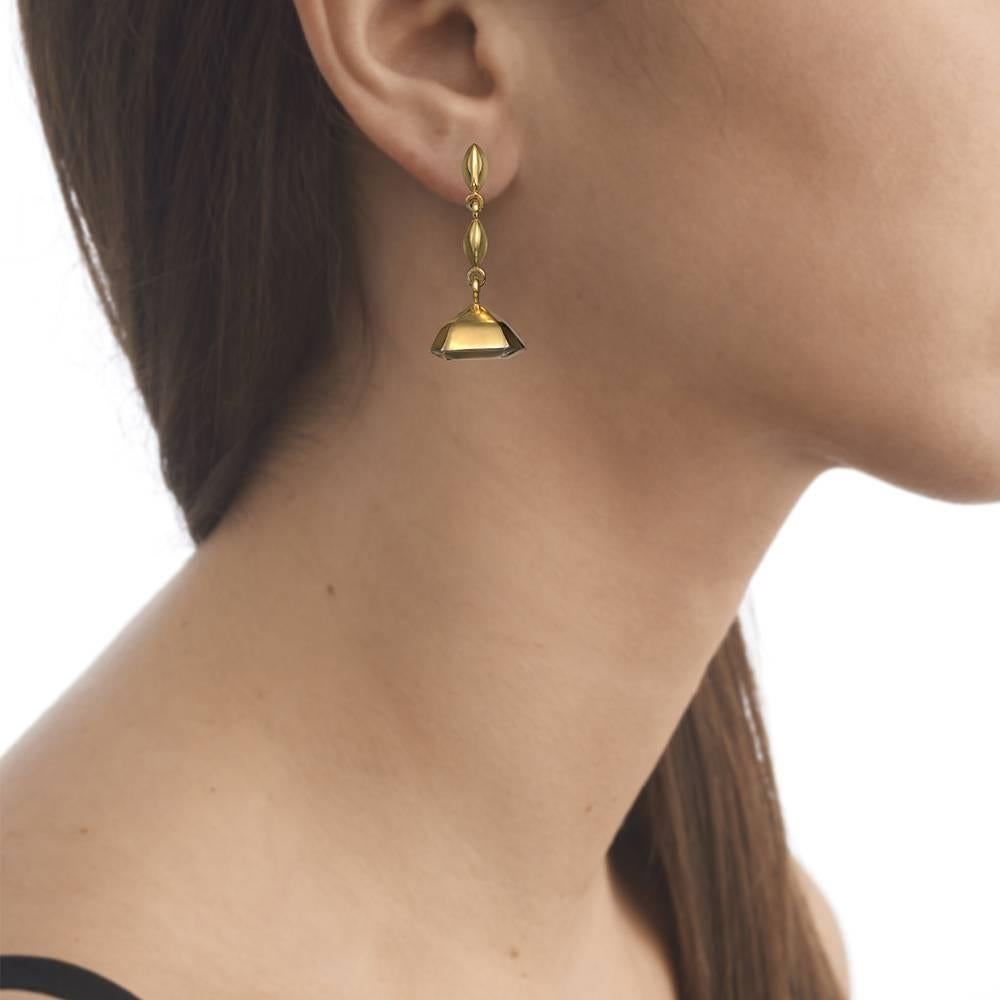 Contemporary 18 Carat Yellow Gold Vermeil Geometry Drop Earrings For Sale