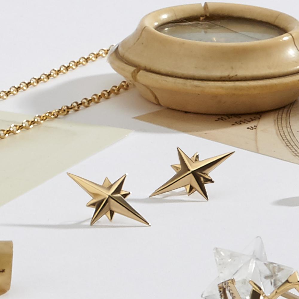 Contemporary 18 Carat Yellow Gold Vermeil Star Earrings For Sale