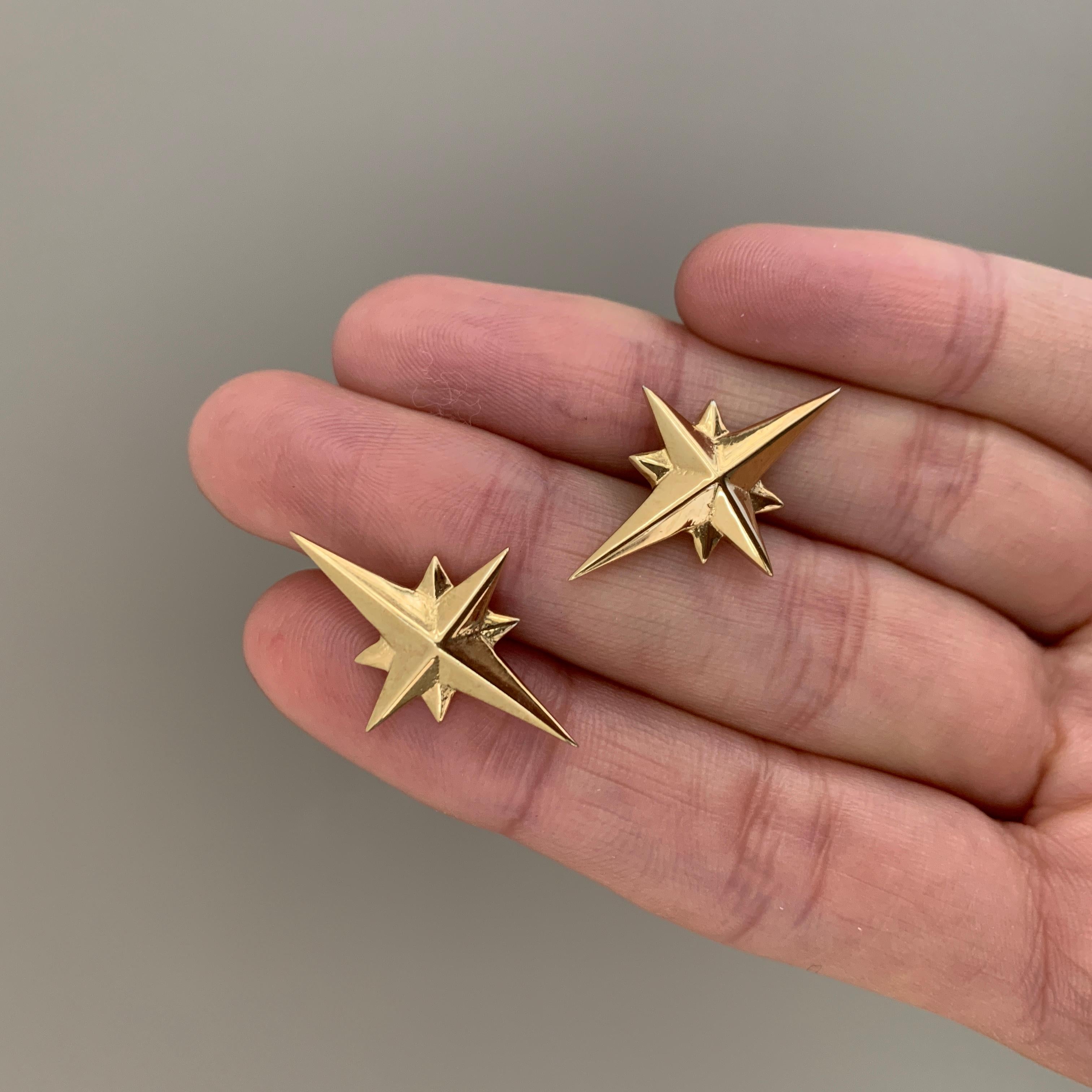 18 Carat Yellow Gold Vermeil Star Earrings In New Condition For Sale In London, GB