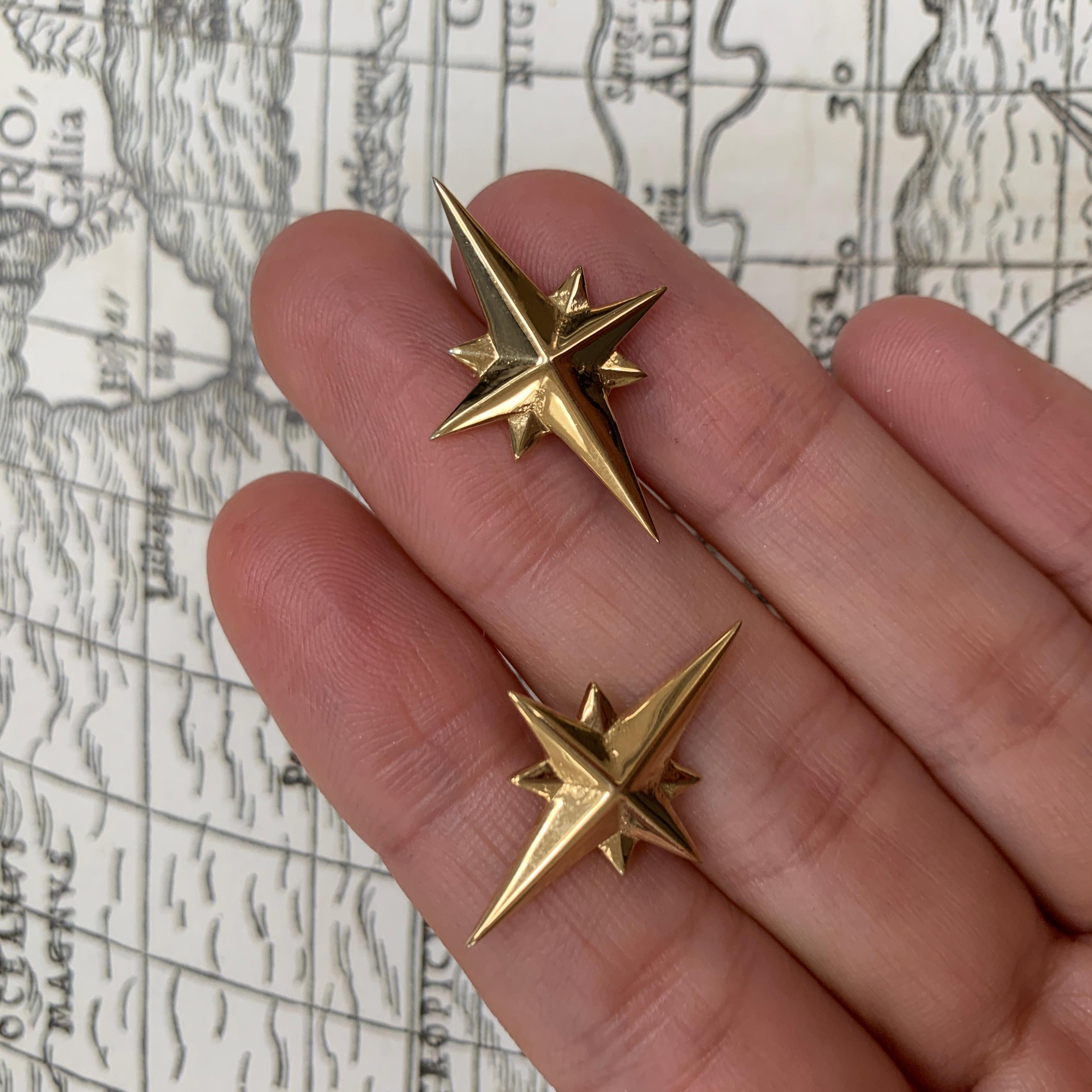 18 Carat Yellow Gold Vermeil Star Earrings For Sale 1