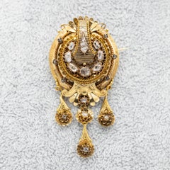 18ct yellow gold Victorian brooch - Large and heavy foiled back diamond heirloom
