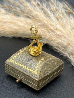 18ct Yellow Gold, Victorian Faith Hope Charity Fob Bloodstone Charm, Circa 1880