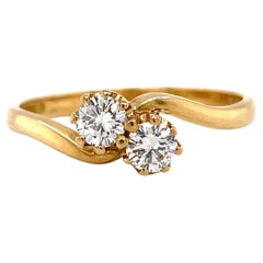 Anello di fidanzamento con diamante vintage Toi Et Moi in oro giallo 18 ct.