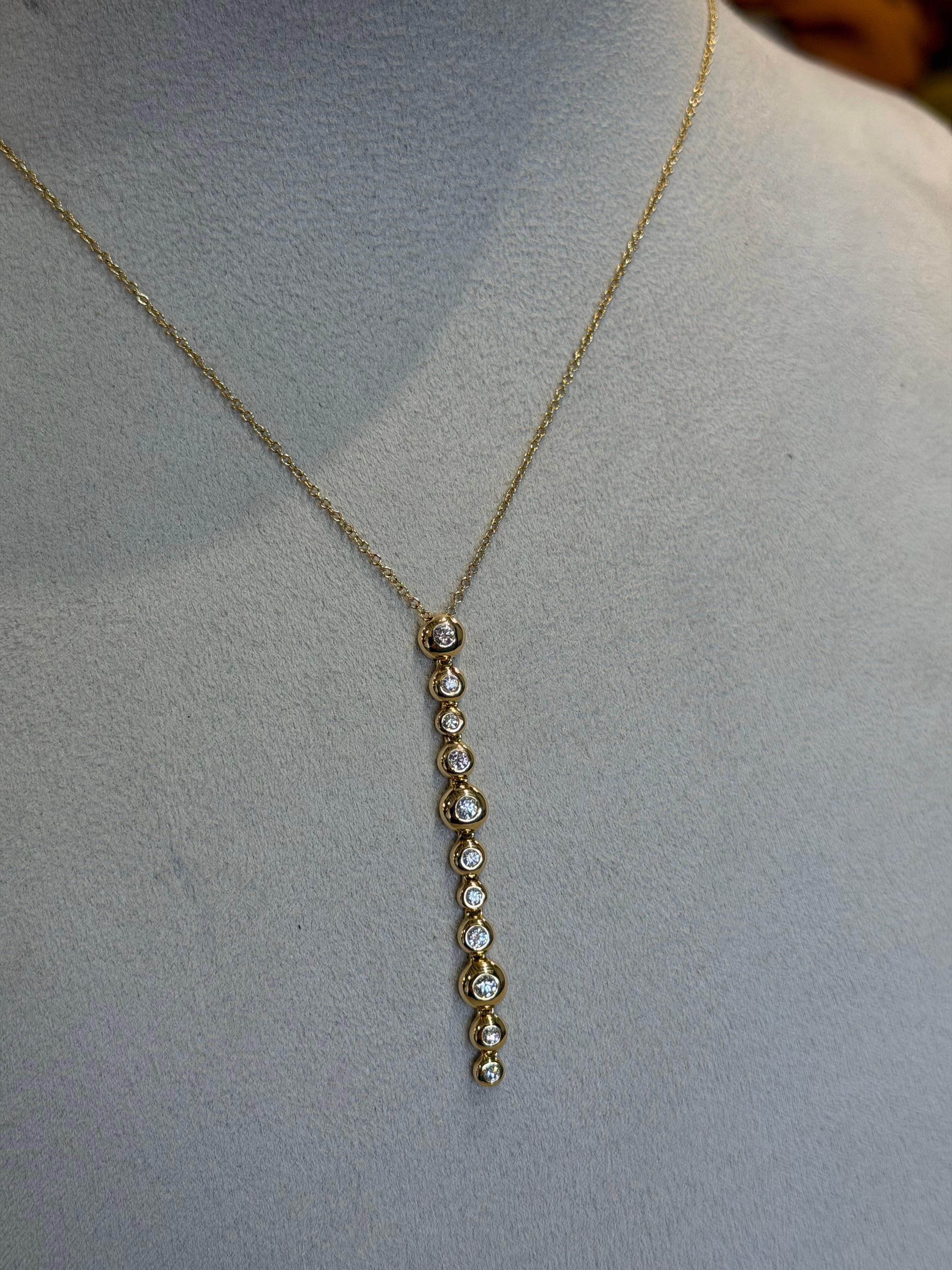 Collar Gota Diamante Blanco Oro Amarillo 18ct en Nuevo estado para la venta en Marlow, GB