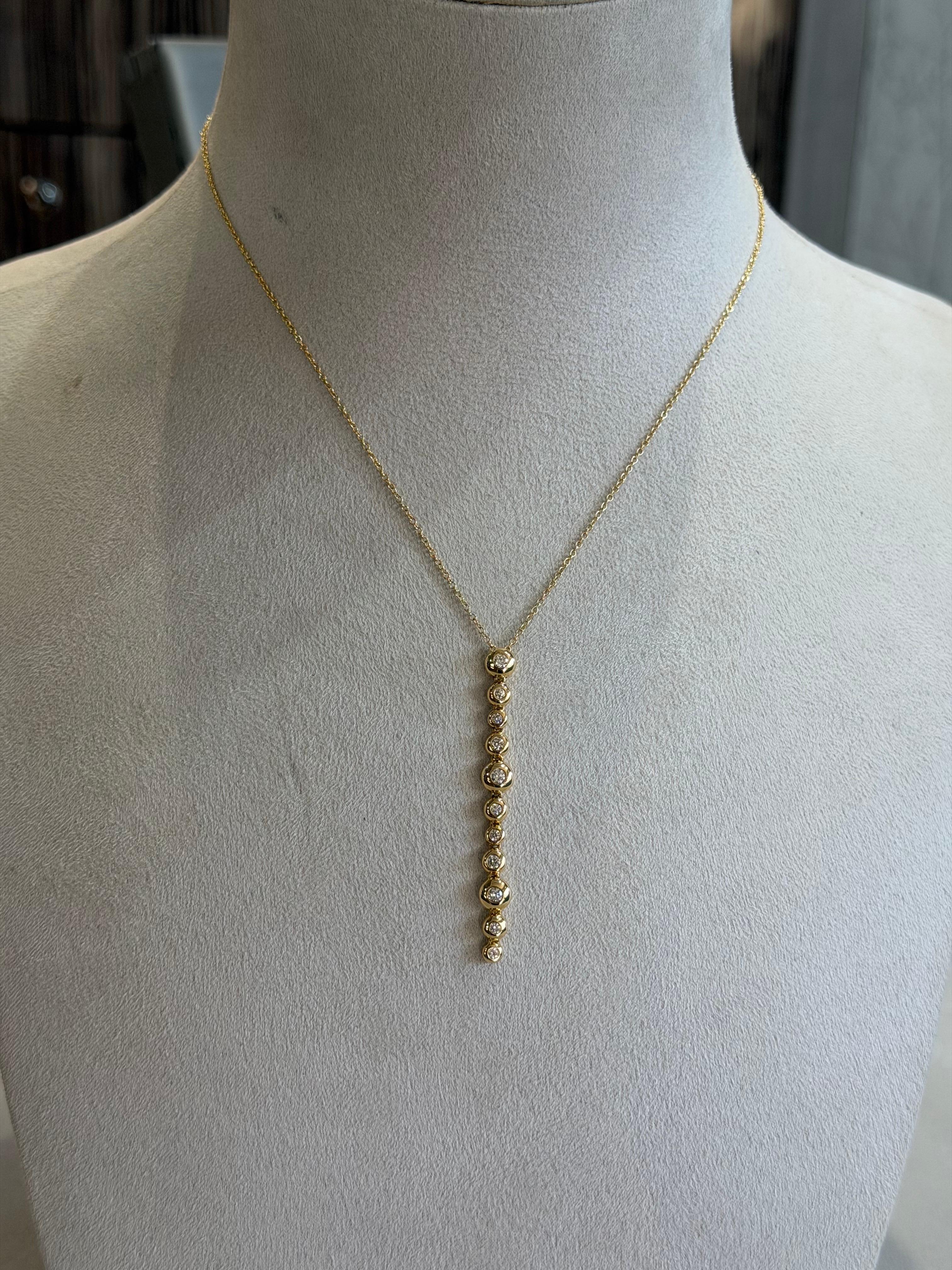 Collar Gota Diamante Blanco Oro Amarillo 18ct en venta 4