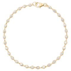 18ct Yellow Gold White Natural Diamond Chain Bracelet