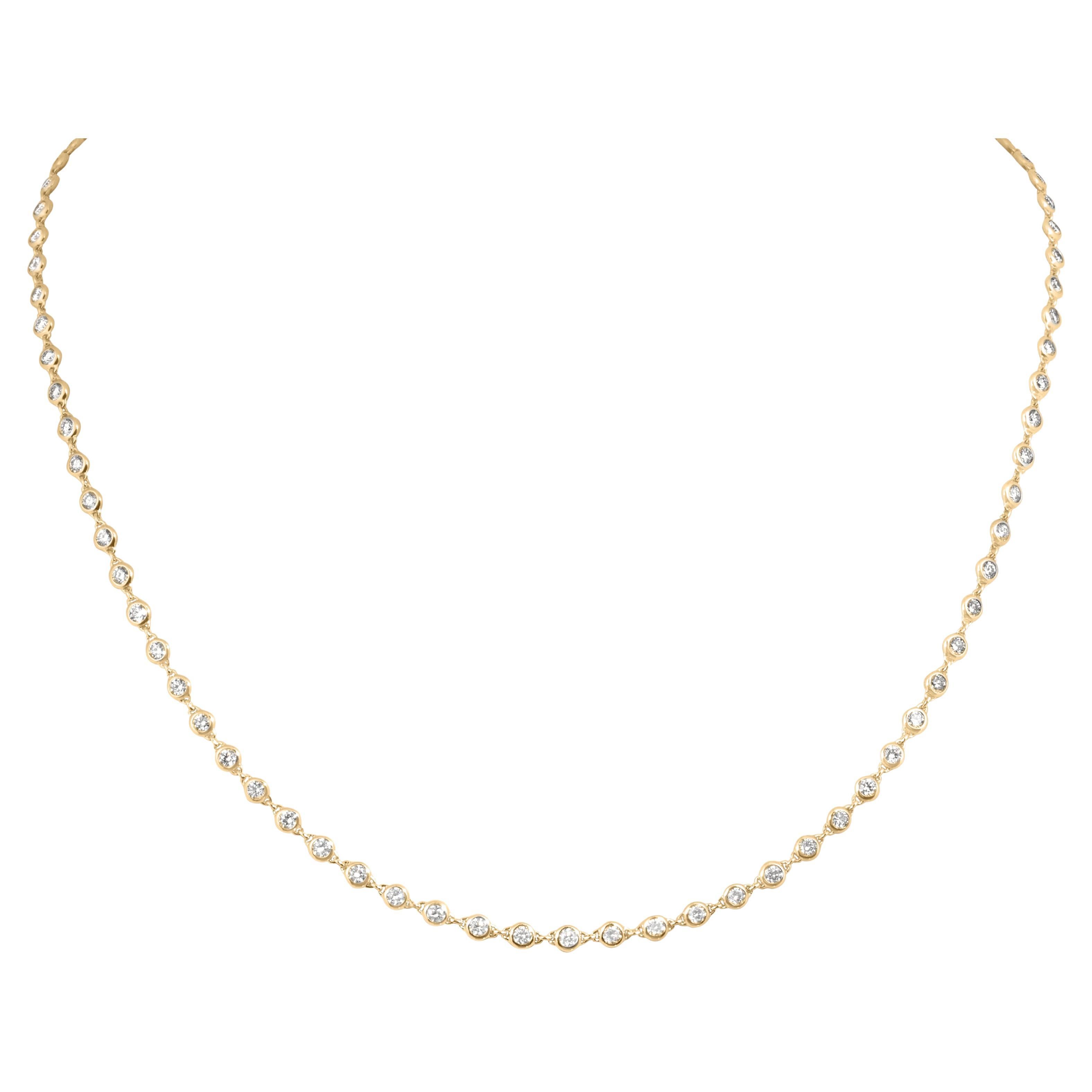 Collar de Diamantes Naturales Blancos de Oro Amarillo 18ct en venta