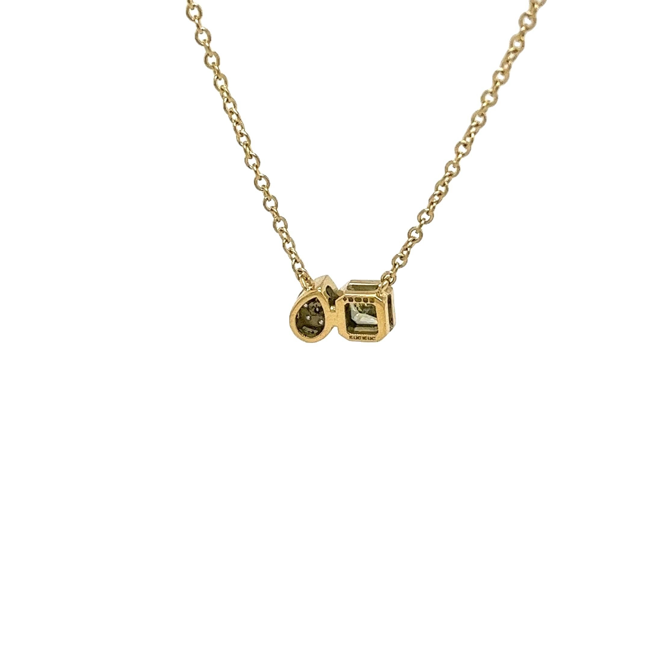 Taille ronde Pendentif en or jaune 18ct avec diamant jaune suspendu à une chaîne de 18