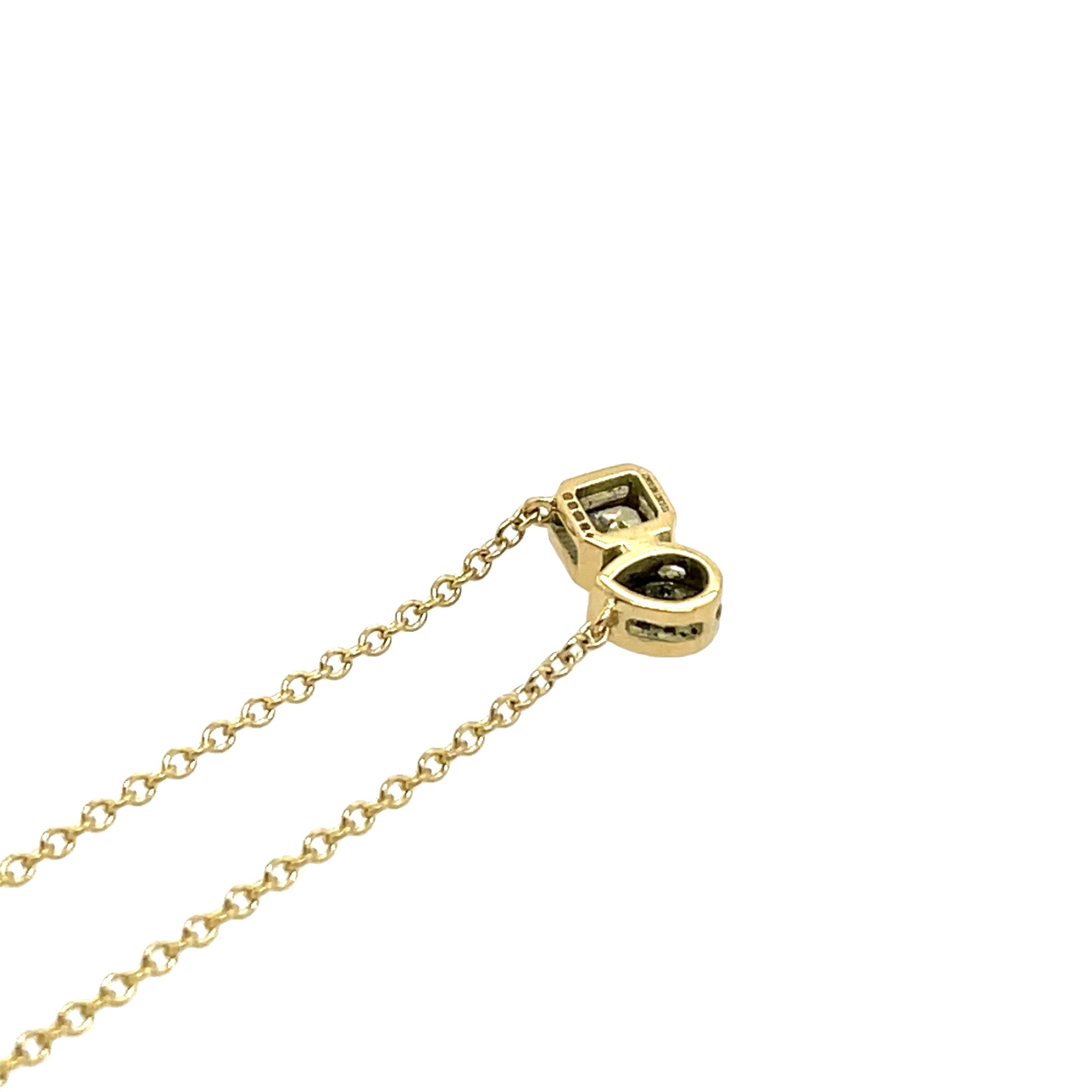 Pendentif en or jaune 18ct avec diamant jaune suspendu à une chaîne de 18