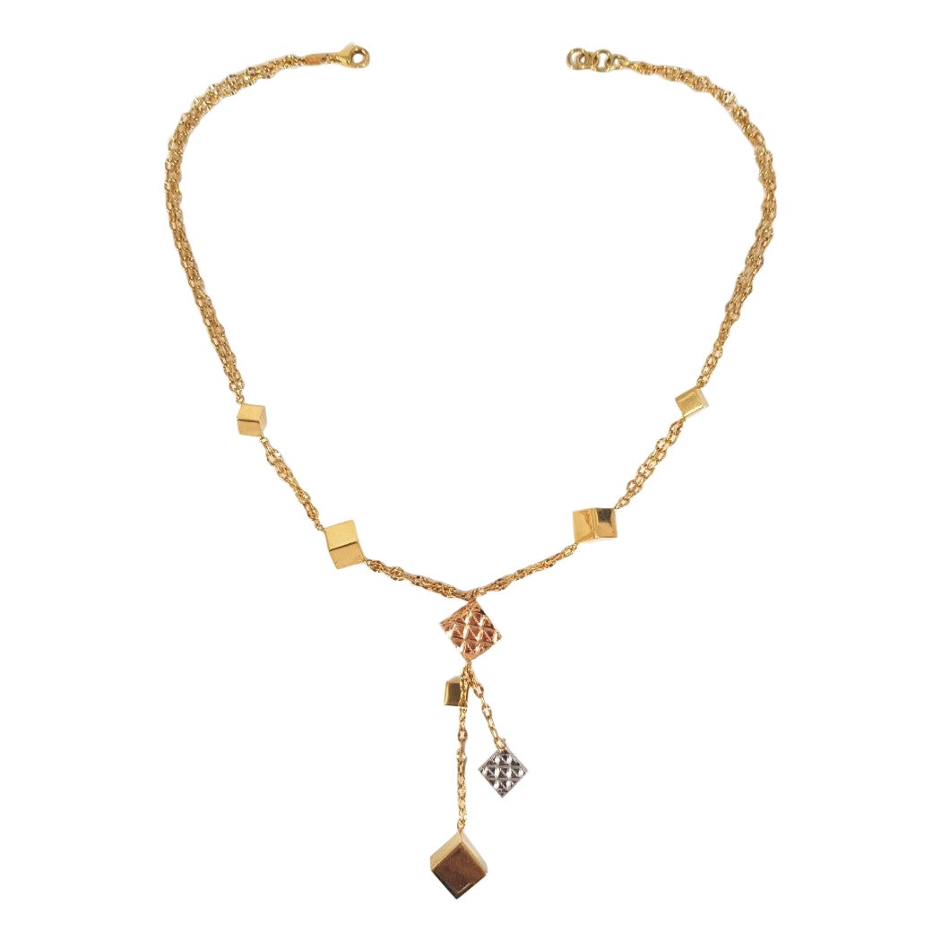Collana a cubo giallo, bianco e rosa 18 ct. in vendita